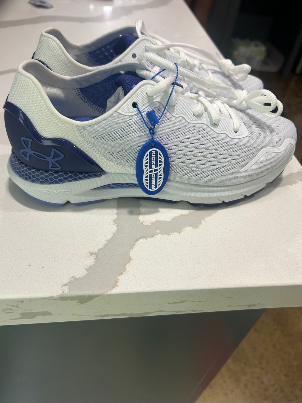 Under Armour White and Navy Women's Athletic Running Shoes